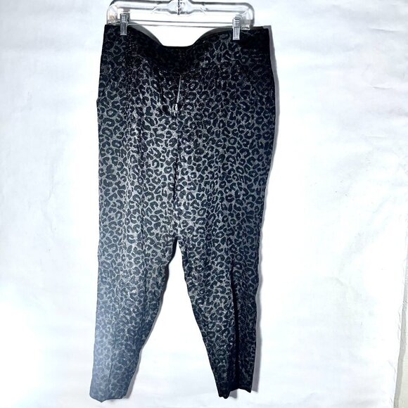 Ann Taylor Satin Black Leopard Print Ankle Pants Size 10 EUC - Picture 8 of 8